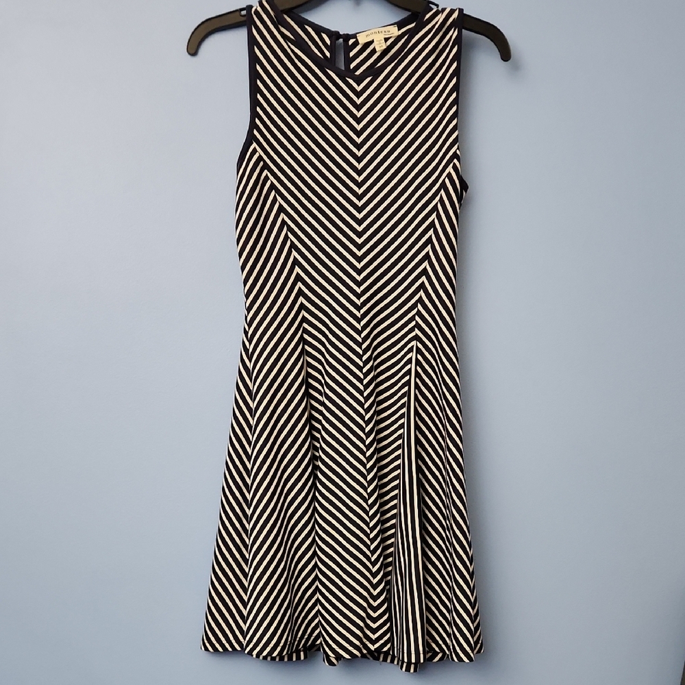 Striped Flare Dress W/Keyhole Back